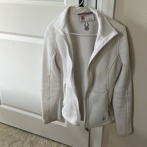 White spyder core sweater zip up